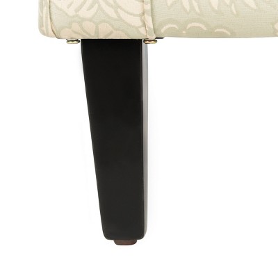 Ivory Floral Wood Accent Arm Chair