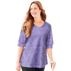 Catherines Flutter Sleeve Swing Top - 1 of 4