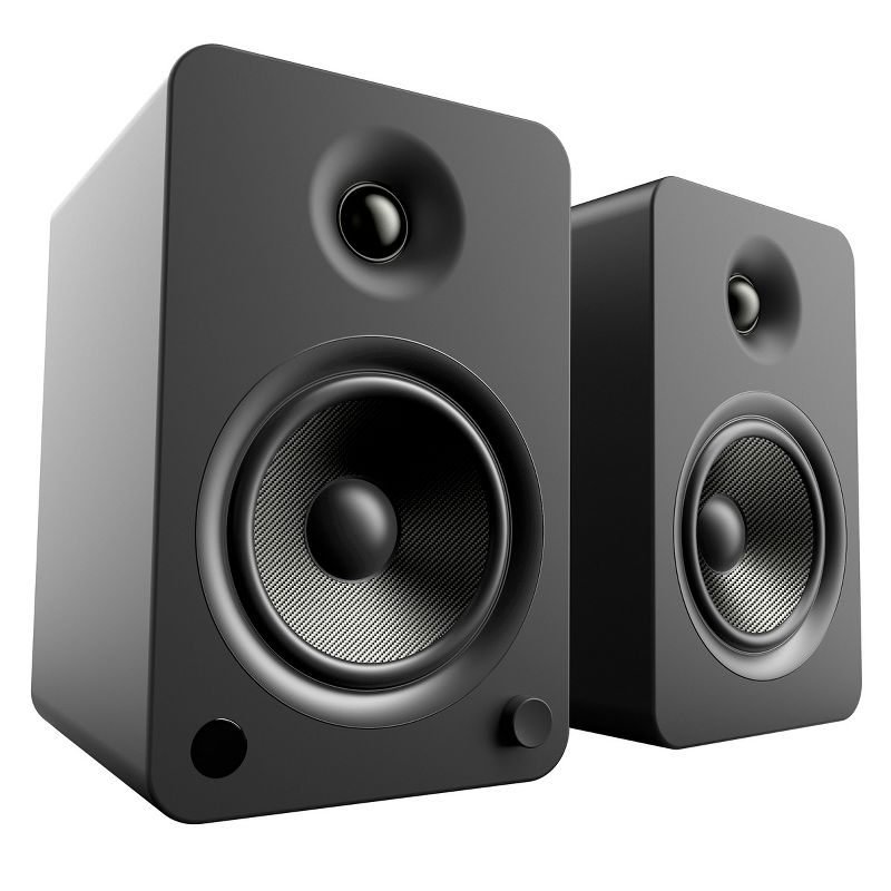 Kanto YU6 Powered Bookshelf Speakers with Bluetooth (Matte Black) with SP9 Desktop Stands (Black), 2 of 16