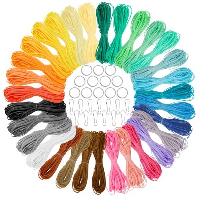 31 Colors Lanyard String Boondoggle Kit for 15 Keychains, Plastic Lacing Cord