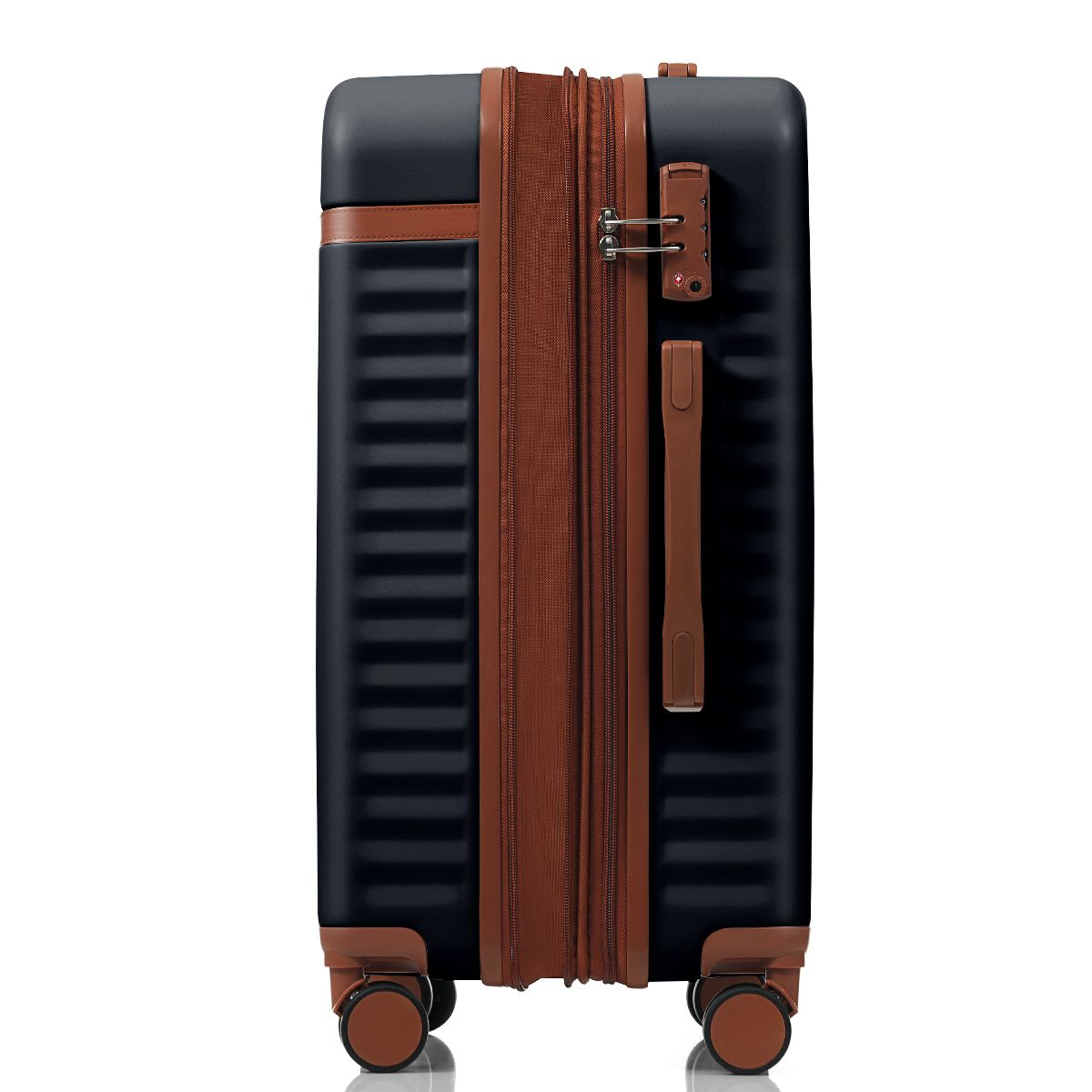 Polibi Luggage Set 3 Piece, 20 Inch Front Opening Design and 24/28 Inch Checked Suitcase with Spinner Wheels - thumbnail 6