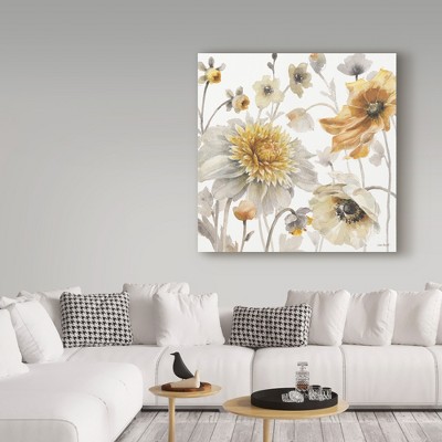 Fields of Gold II Yellow and Gray Floral Canvas Art
