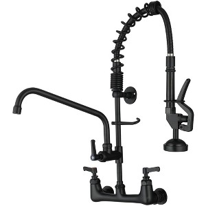 BWE Commercial Restaurant Pull Down 2-Handle Wall Mount Pre-Rinse Spray Utility Kitchen Faucet - 1 of 4