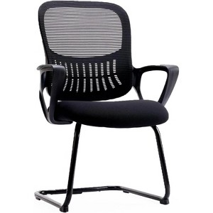 MyDepot Office Desk Chair No Wheels with Comfy Arms and Lumbar Support for Home Conference Room Bedroom Waiting Reception Guest Student - 1 of 4