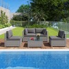Costway 5/10 PCS Outdoor Patio Sectional Sofa Couch PE Rattan Conversation Set Black/Gray - 4 of 4