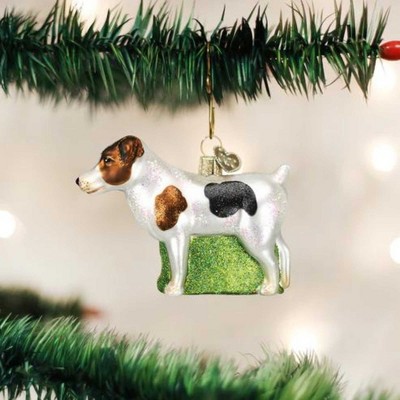Jack Russell Terrier Glass Christmas Ornament with Glitter Accents