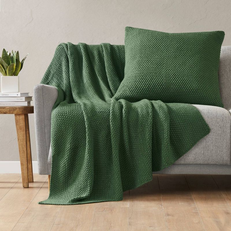 Ink+Ivy 26&#34;x26&#34; Oversized Bree Knit Euro Square Throw Pillow Cover Green, 2 of 6