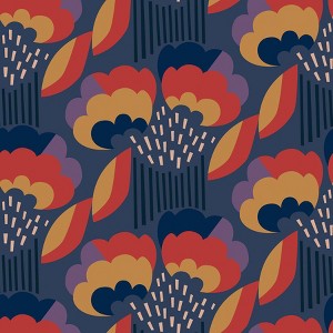 Brewster Retro Esme Navy Peel and Stick Wallpaper - 1 of 4