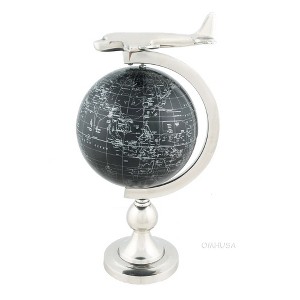 18-Inch Airplane on Globe – Brass Stand – For Office or Travel-Inspired Spaces By Old Modern Handicrafts - 1 of 4