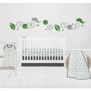 Bacati - Boys Soccer Muslin Green Gray 4 pc Crib Bedding Set with Sleeping Bag - 1 of 4