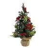 18.0 Inch Poinsettia Evergreen Tree Burlap Base Home Decor Figurines - 2 of 3