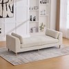Aortzio Modern Upholstered Chenille Bench,Chaise Lounger Daybed With 2 Bolster Pillows - 3 of 4