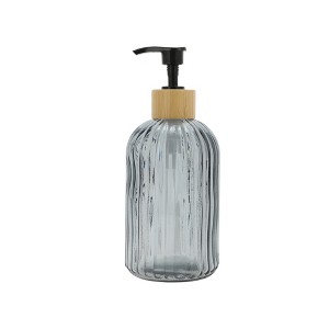 Unique Bargains Round Bottom Vertical Stripe Soap Dispenser 13.53oz 1 Pc - 1 of 4