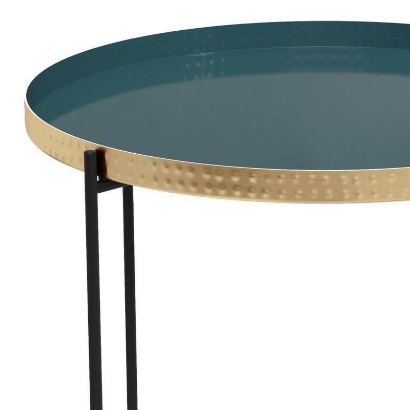 Willow Round Metal Side Table Teal - WyndenHall, 3 of 7