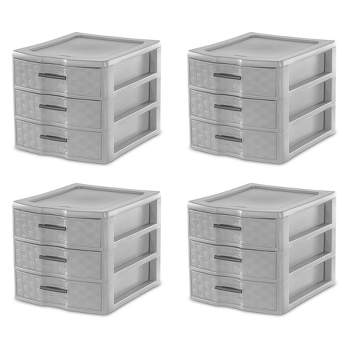 Sterilite Medium Weave 3 Drawer Storage Unit Versatile Organizer Plastic Container for Home Desktop, Countertops, and Closets