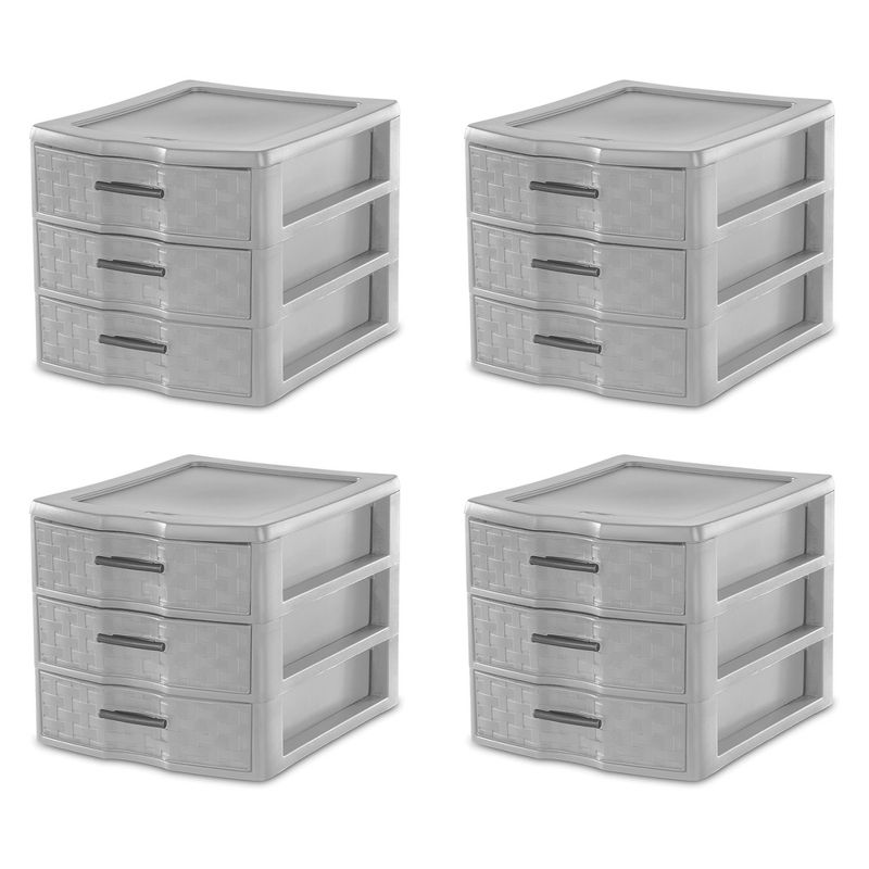 Sterilite Medium Weave 3 Drawer Storage Unit Versatile Organizer Plastic Container for Home Desktop, Countertops, and Closets, 2 of 7