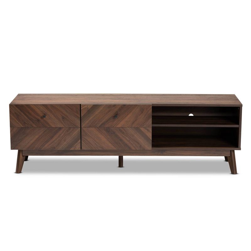 Hartman Wood TV Stand for TVs up to 60&#34; Walnut Brown - Baxton Studio, 1 of 13