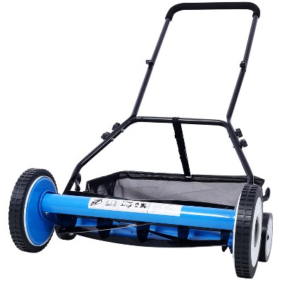 VYNXARIA Blue 20-Inch Lawn Mowers - 5-Blade Push Reel with Grass Catcher