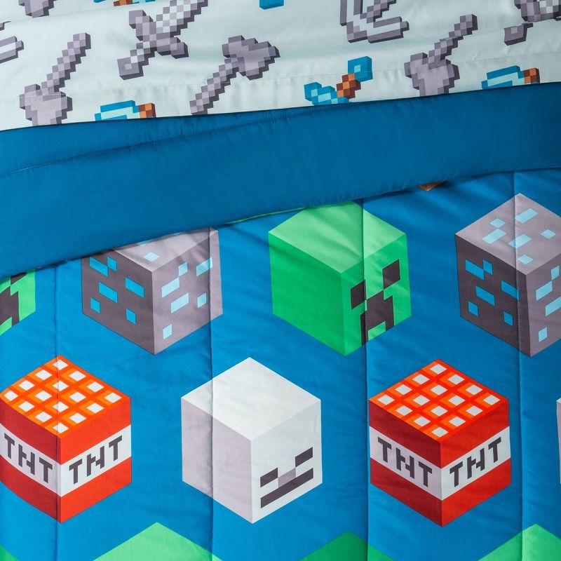 Minecraft Full Isometric Kids&#39; Bedding Set Blue, 3 of 4