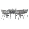 vidaXL Patio Dining Set with Cushions Table and Chairs Set Poly Rattan Glass - Gray 63" x 31.5" x 29.1" 4 Piece - 2 of 4