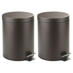 iDesign Round 1.3 Gallon Steel Step Trash Can - Set of 2 - Bronze - 1 of 4