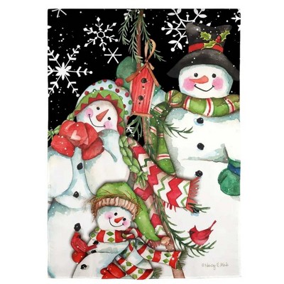 18.0 Inch Snow Family Suede Garden Flag Winter Christmas Snowman Garden Flags