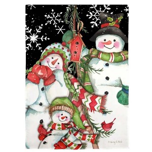 18.0 Inch Snow Family Suede Garden Flag Winter Christmas Snowman Garden Flags - 1 of 1