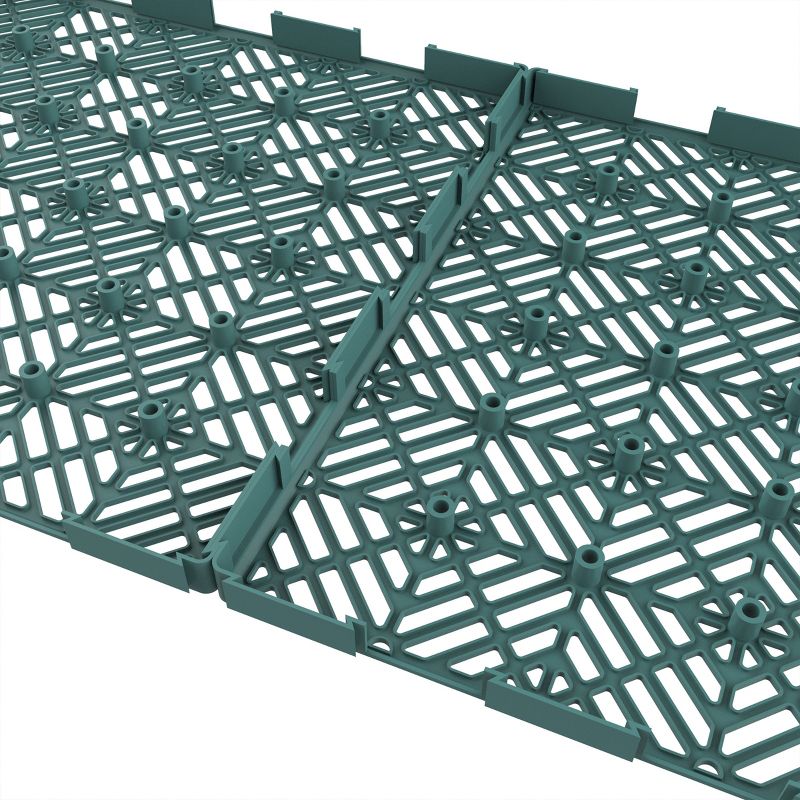 Deck Tiles 30-Pack Polypropylene Interlocking Patio Tiles Outdoor Flooring for Balcony, Porch, and Garage by Pure Garden (Green), 3 of 4