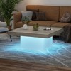 35 Inch Square Coffee Table with Led Lights, Modern Coffee Tables  with Plug-in 16-Color LED Lights, Cocktail Table for Home Office, Apartment - 2 of 4