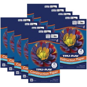 Tru-Ray Construction Paper, Heavyweight, White, 9" x 12", 50 Sheets Per Pack, 10 Packs - 1 of 4