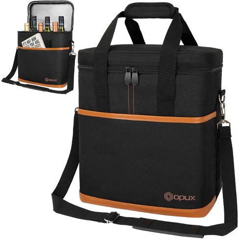 Opux Wine Bag Single Bottle Carrier Tote, Insulated Thermal Padded Portable Carry  Case Travel Cooler Picnic Beach Gift : Target