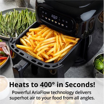 Compact Black Electric 5Qt Air Fryer with Touchscreen
