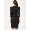 Allegra K Women's Crewneck 3/4 Sleeve Floral Lace Hidden Zipper Bodycon Dress - 4 of 4