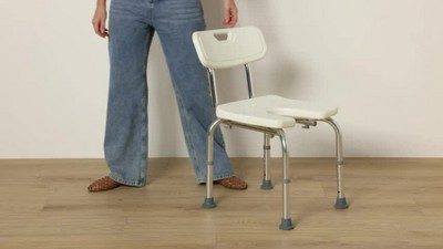 Adjustable White Plastic Bath Chair with Aluminum Frame