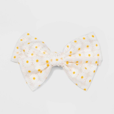 Bow Top with Daisy Patterned Mesh Covered Barrette - Wild Fable™ White