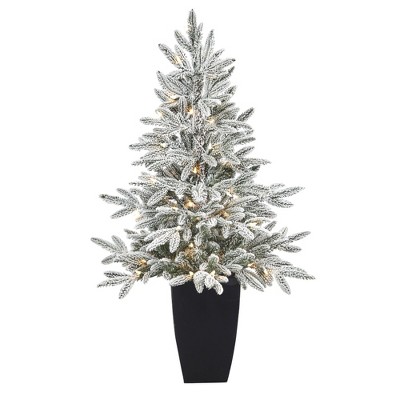 Nearly Natural 3.5-ft Flocked Manchester Spruce Artificial Christmas ...