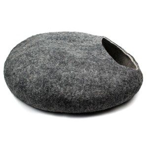 Yeti Pet Cave Pet Bed for Cats and Small Dogs, 100% New Zealand Wool, Gray - 1 of 3