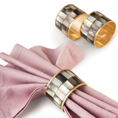 Serena Black Pearl Napkin Rings, Set of 6