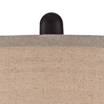 Rustic Farmhouse Dark Bronze Metal Table Lamp Set with Linen Drum Shades