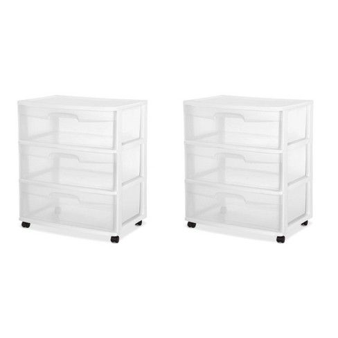 21.88 Inches, 2 Pack STERILITE 29308001 Wide 3 Drawer Cart White 