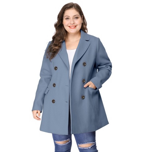 Agnes Orinda Women's Plus Size Winter Outfits Notched Lapel Double