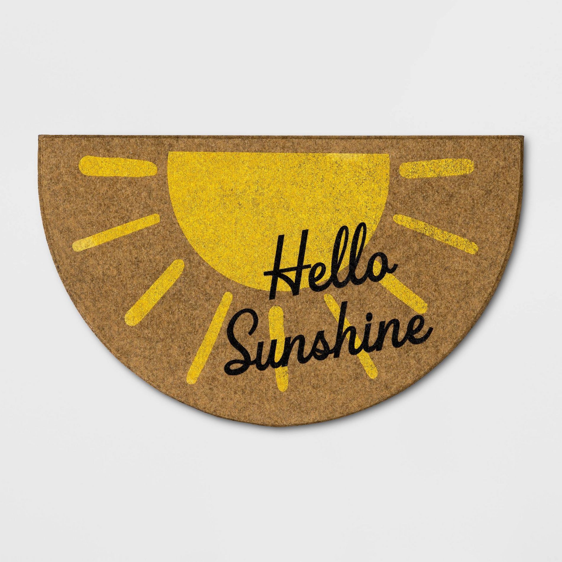 1'6"x2'6" Hello Sunshine Half-Circle Faux Coir Doormat Yellow - Sun Squad™