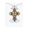 Anna-Kaci Stained Glass Rhinestone Patonce Cross Necklace with Message Card & Envelope Jewelry Gift - 2 of 4
