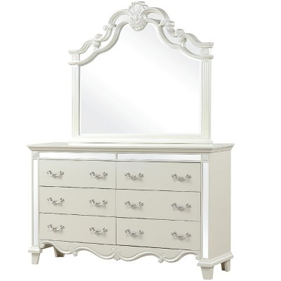 Milan Mirror Framed Dresser made with Wood in White