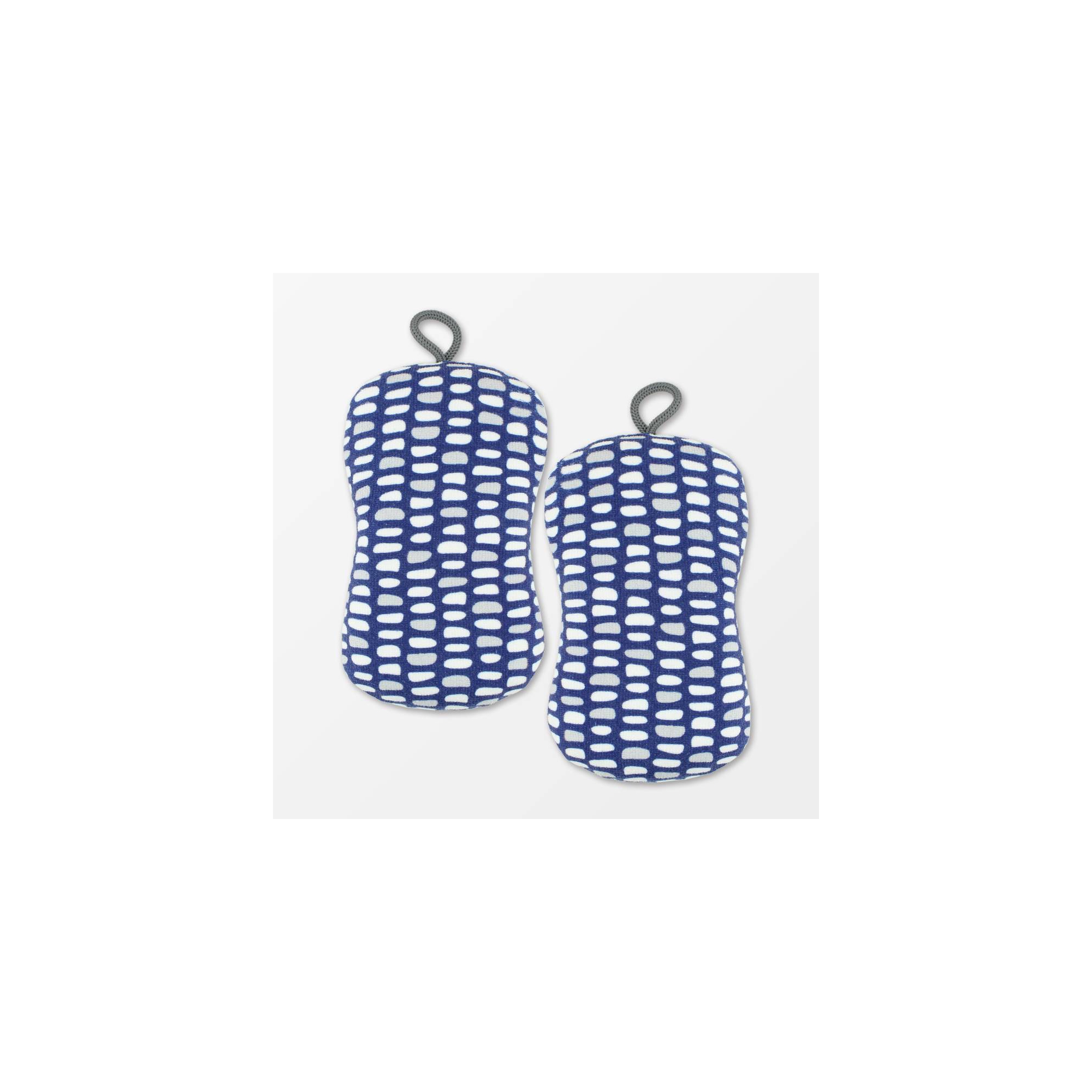2pk Stones Print 2pk Scrub Sponge Blue - Mu Kitchen: Durable Microfiber, Machine Washable, Gentle Cleaning