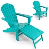 Costway Outdoor Patio HDPE Deck Adirondack Chair Beach Seat Retractable Ottoman White\Black\Coffee\Grey\Turquoise - 3 of 4