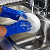 Juvale 2 Pairs Heavy Duty Rubber Cleaning Gloves for Kitchen, Dishwashing, Reusable and Cotton Lined (Small Size, Blue) - 3 of 4