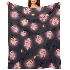 FIONECA Christmas Blanket with Cartoon Smiley Christmas Light String Pattern Dark Background 50x60 inches - 1 of 1