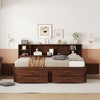 Full Size Wooden Captain Bed/Daybed with Built-in Storage Shelves, 4 Drawers and 2 Cabinets, Antique Brown - ModernLuxe - 2 of 4