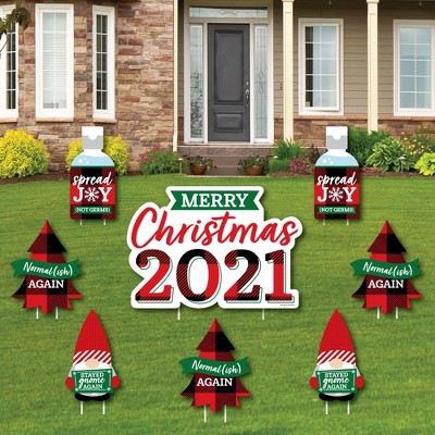 Big Dot of Happiness 2021 Quarantine Christmas - Yard Sign and Outdoor Lawn Decorations - Holiday Party Yard Signs - Set of 8